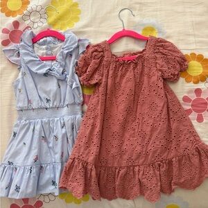 Janie and Jack Blue Floral and Pink Eyelet Dress Set